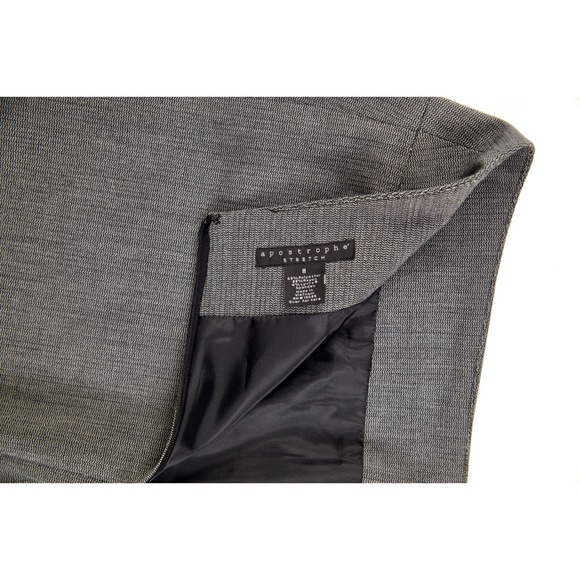 Apostrophe Stretch Womens Pencil Skirt Gray Herringbone Career Office Size 8 - Picture 5 of 6